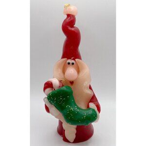Unsigned Northern Lights Candle Handmade Wizard Series‎ Santa Claus w/Stocking